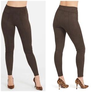 Spanx Faux Suede Leggings in Dark Brown Size XS